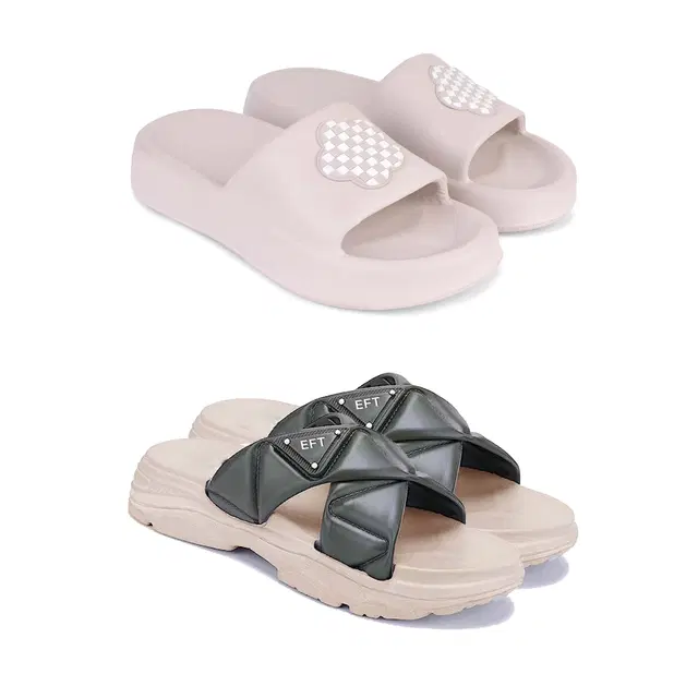 Sliders for Women, Set of 2 (Multicolor, 8)
