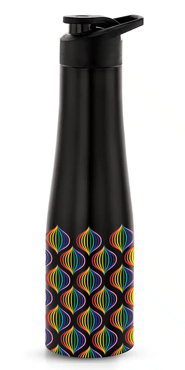 Stainless Steel Insulated Single Wall Water Bottle, Black, 1000 ml