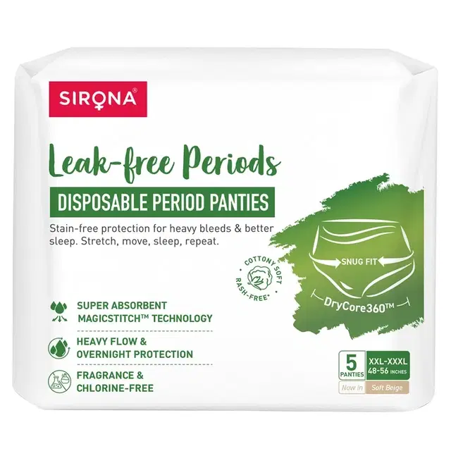 Sirona Disposable Period Panty (Size Xxl To Xxxl) Pack Of 5