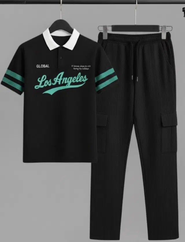 Solid Night Suit For Men  Black , (M)