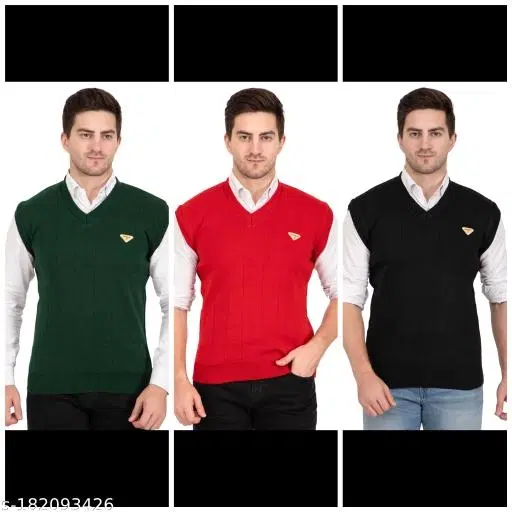 Half Sleeves Sweater for Men, Pack of 3 (Multicolor, M)