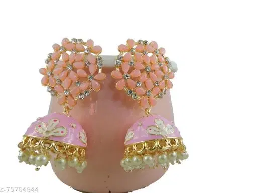 Earrings & Studs for Women (Pink, Free Size)