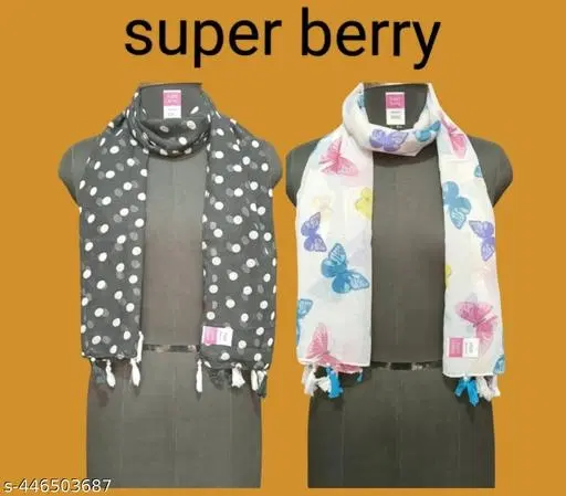 Chiffon Printed Scarves for Women, Pack of 2 (Multicolor, 1.75 m)