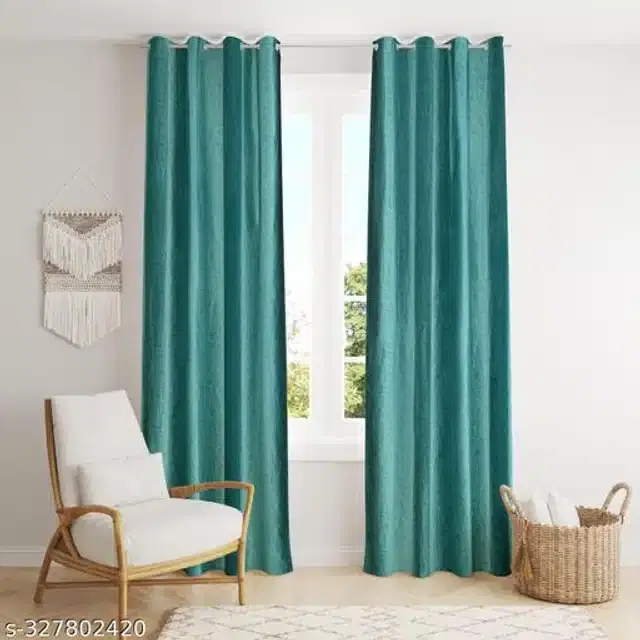 Jacquard Curtain for Door, Teal, 5 Feet