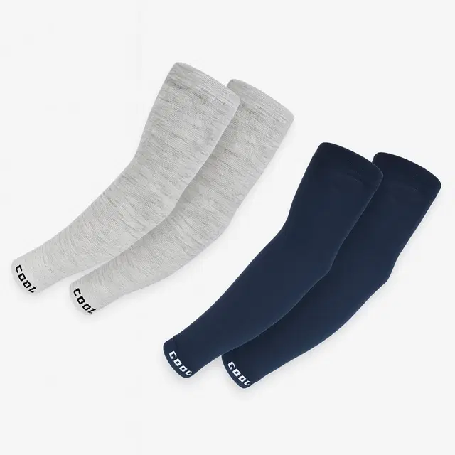 Cotton Solid Arm Sleeves for Men & Women, Grey & Black Pack of 2
