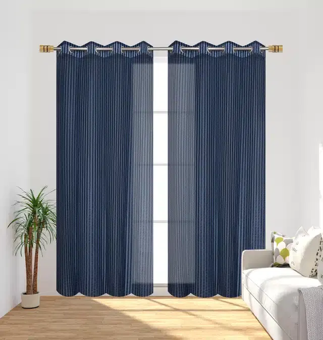 Polyester Window Curtains, Set of 1, Blue, 5 feet