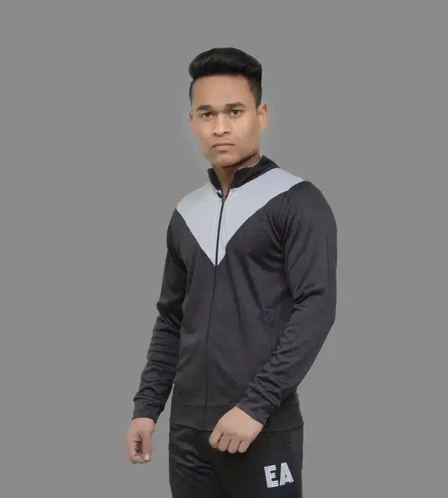 Men's Full Sleeves Jacket (Black, M)