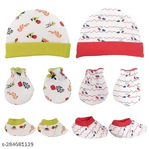 Combo of Cap, Booties & Mitten for Baby, Set of 2 (Multicolor)