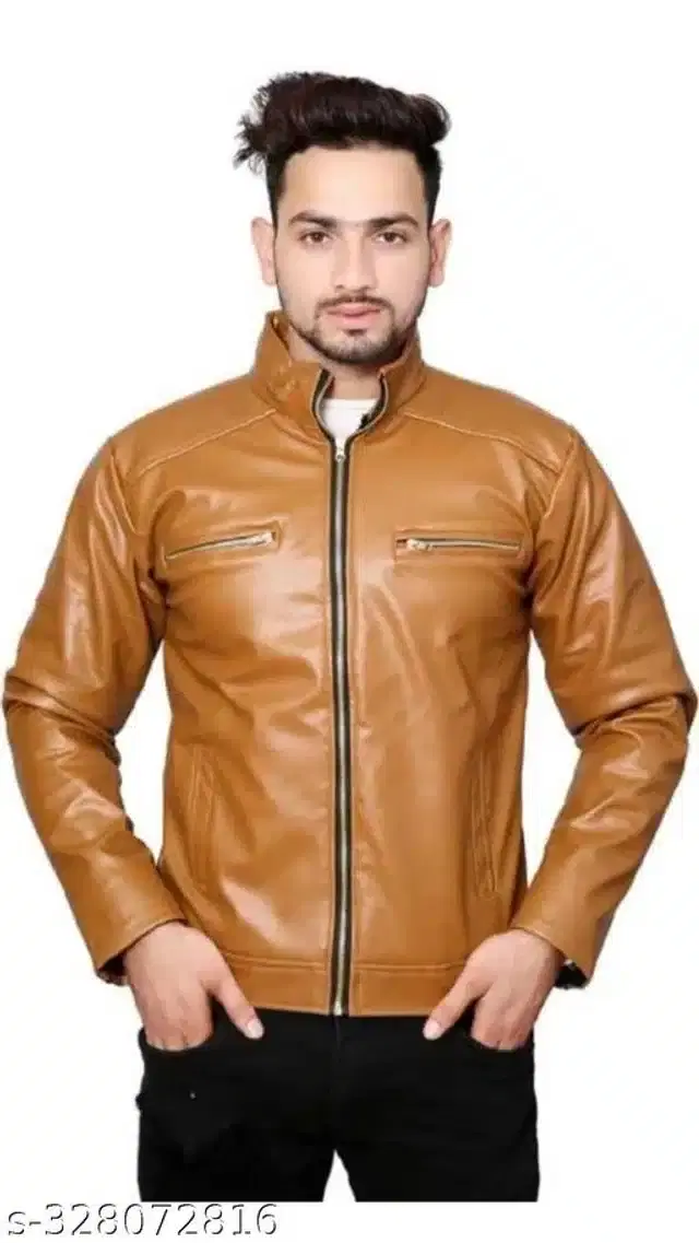 Synthetic Jacket for Men (Tan, M)