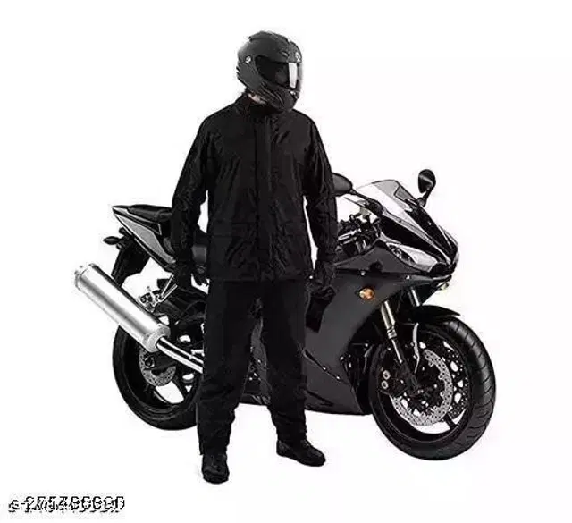 Polyester Rain Coat for Men, Black, S