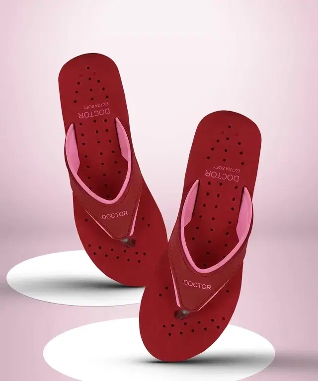 PVC Slippers for Women (Red, 6)