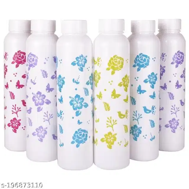 Water Bottle Set, White, 1000 ml, Pack of 6
