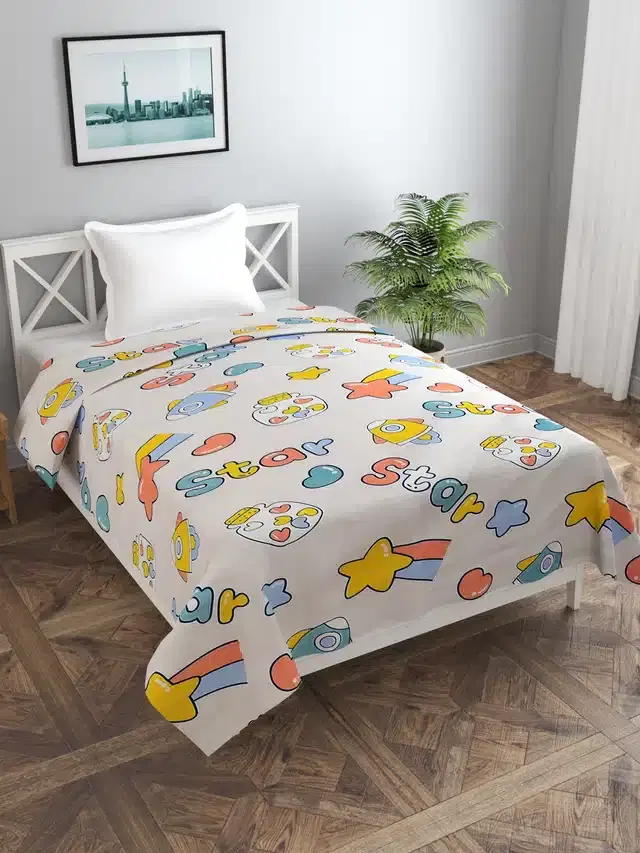 Printed Single Duvet Cover with Zipper, Multicolor, 60x90 Inches