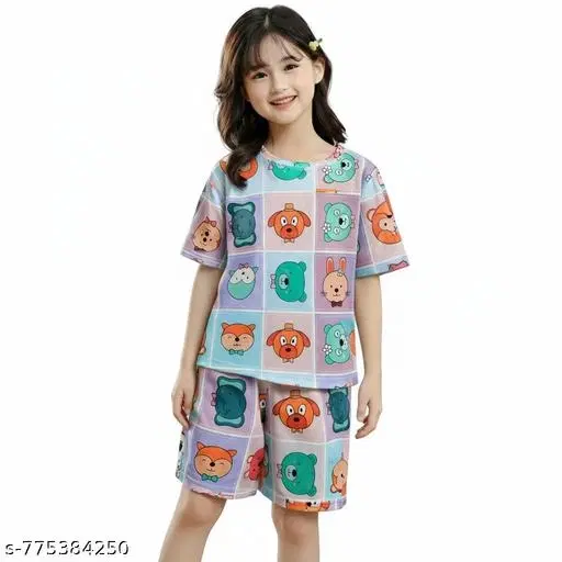 Night Suit for Girls (Multicolor, 7-8 Years)
