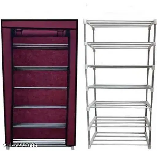 Metal 6 Layer Collapsible Multipurpose Rack, Maroon