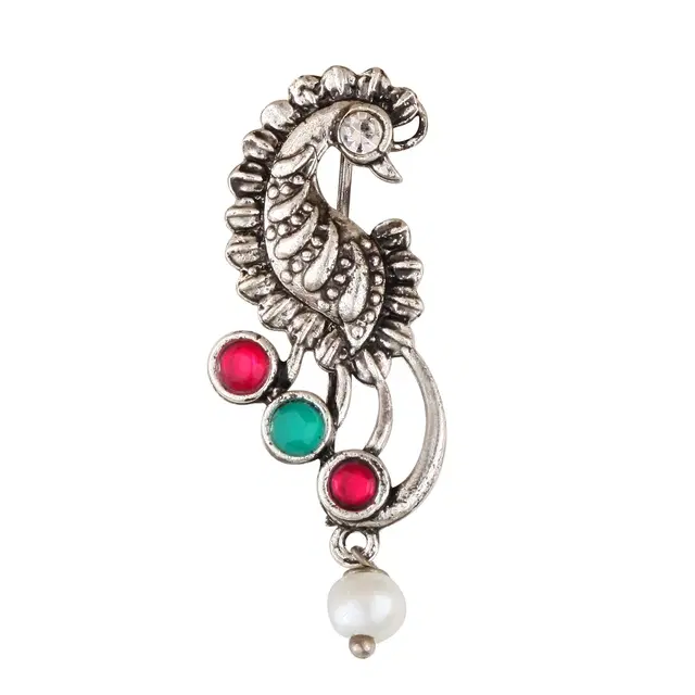 Designer Silver Plated Nosepin for Women (Multicolor)