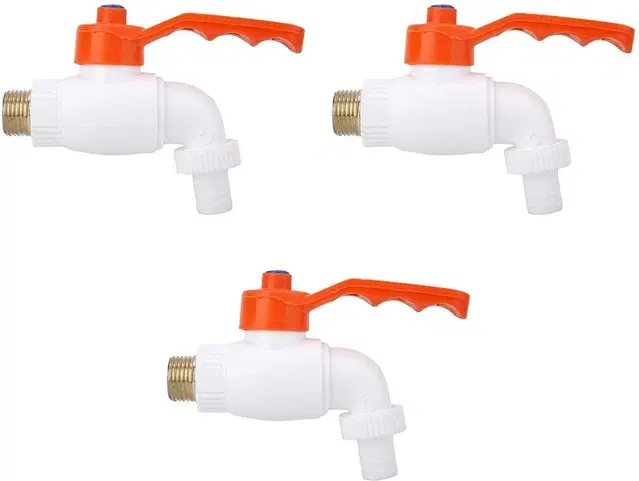 Plastic Turkey Faucets Bib Cock Taps, White, Pack of 4