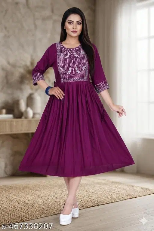 Gown Kurti for Women (Purple, XS)