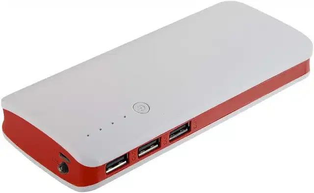 Portable Inbuilt Cables Power Bank, Red & White, 20000 mah