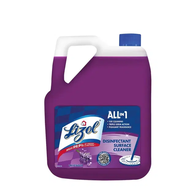 Lizol All-In-One Disinfectant Surface Cleaner Liquid - Lavender, 5 L