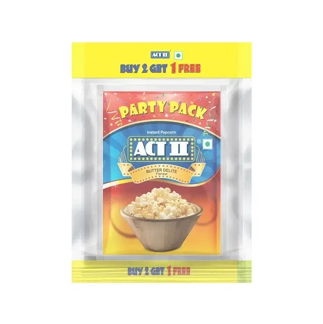 Act II Instant Popcorn Party Pack Butter Delite 3X150 g