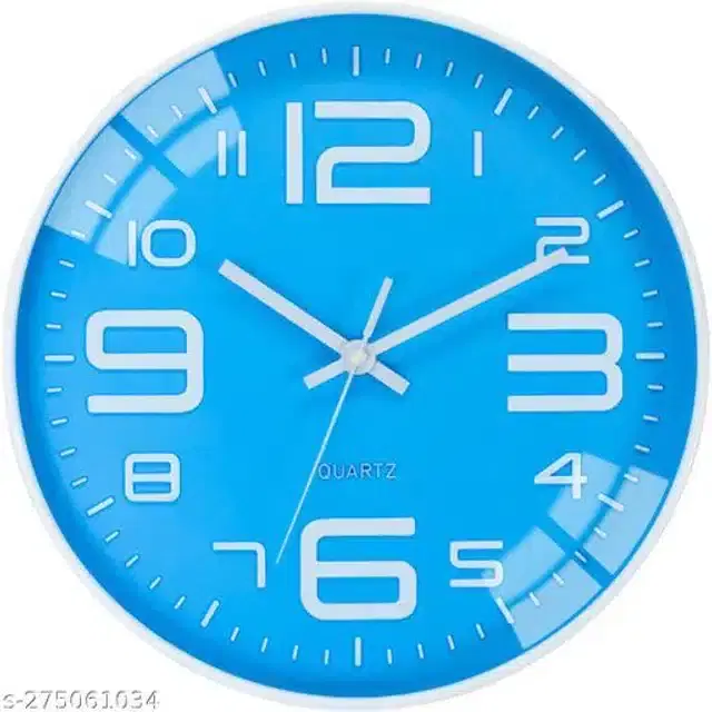Plastic Analog Wall Clock, Blue & White