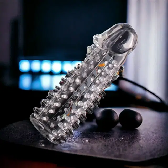 A R Silicone Crystal Dotted Condom for Men, Transparent