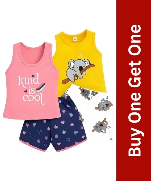 Boys Cotton Blend Printed Clothing Set, Buy 1 Get 1, 12-18M & 18-24M