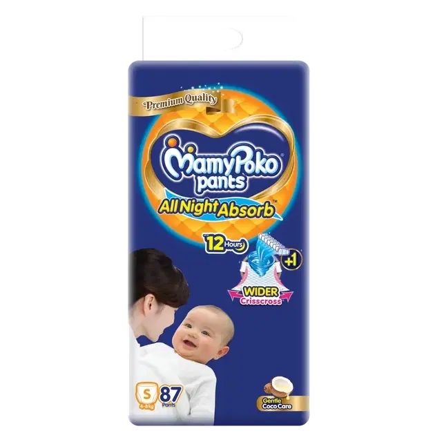 Mamypoko Pants Premium All Night Absorb Pant Style Baby Diapers (Small)- 87 Pants