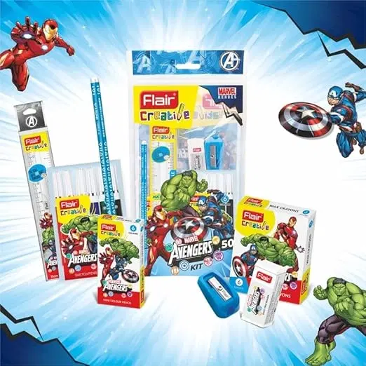 Flair Creative Series Disney Themed Stationery Kits | Marvel Avengers Smart Kit for Your Creative Need & Fun Learning | Ideal Gift Items for Kids |, Pack of 1
