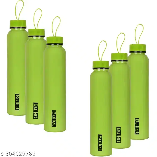 Plastic Water Bottles Set, Pack of 6, Green, 1000 ml