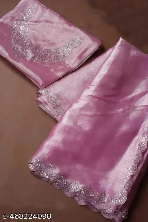Chinnon Embroidered Saree For Women, Pink