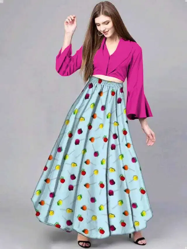 Digital Printed Unstitched Lehenga Choli for Women (Multicolor)