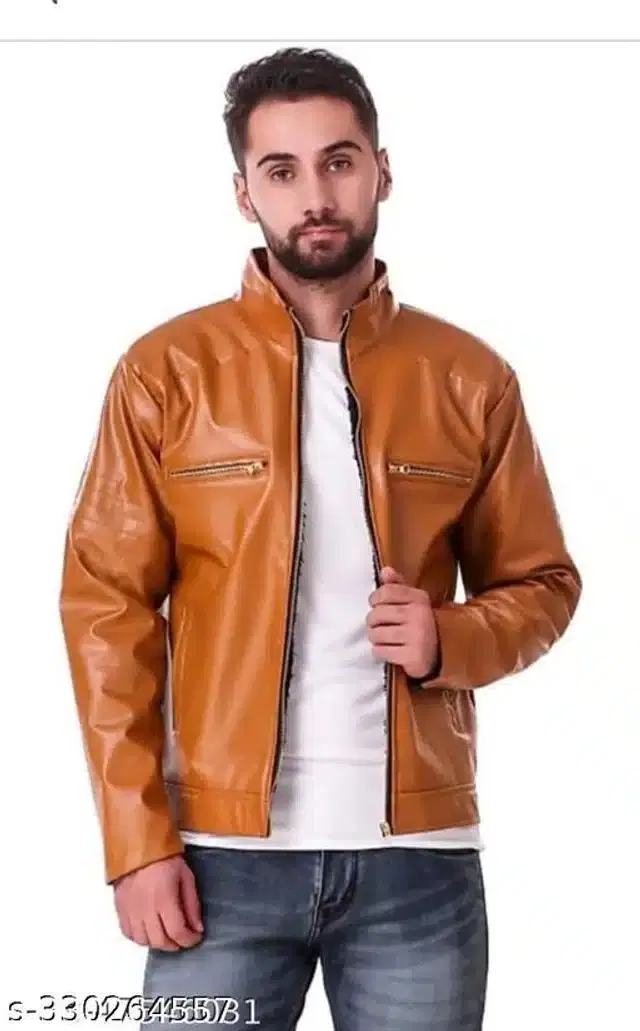 Synthetic Jacket for Men (Tan, XL)