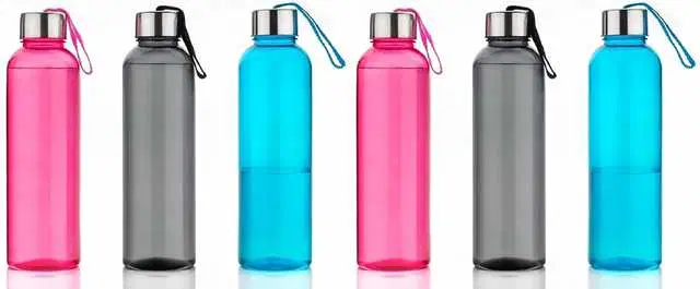 High Quality Food Grade Plastic Designer Water Bottles, Pack Of 6, Multicolor, 1000 ml, MSE-16