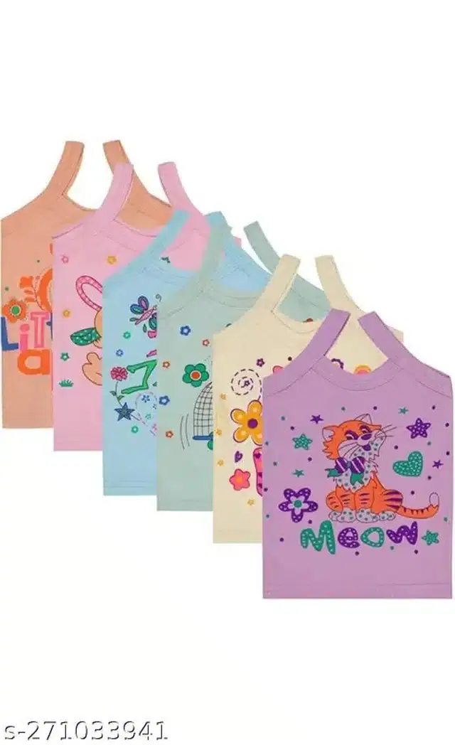 Cotton Vest for Kids, Pack of 6 (Multicolor, 0-3 Months)