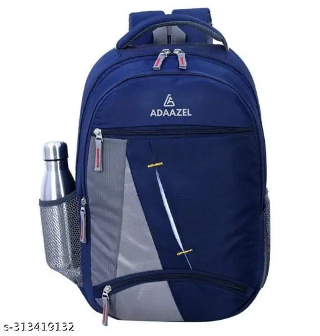 Polyester Backpack for Kids, Navy Blue & Grey