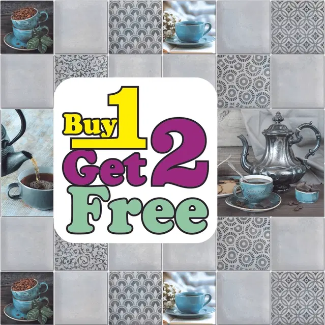 Vinyl Waterproof Wallpaper Roll for Kitchen Wall, Multicolor, 1 m, Pack of 3