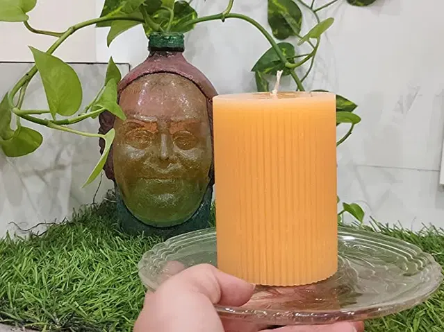 Floish Decor Premium Scented Ribbed Pillar Candle