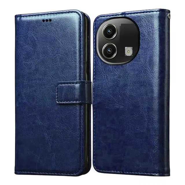 Artificial Leather Mobile Flip Cover for LAVA Storm Play 5G (2025) (Blue)