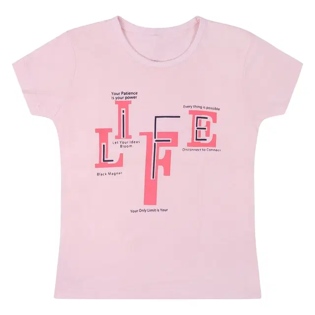 Cotton Printed Tops/Tunics for Girls, Peach (30)