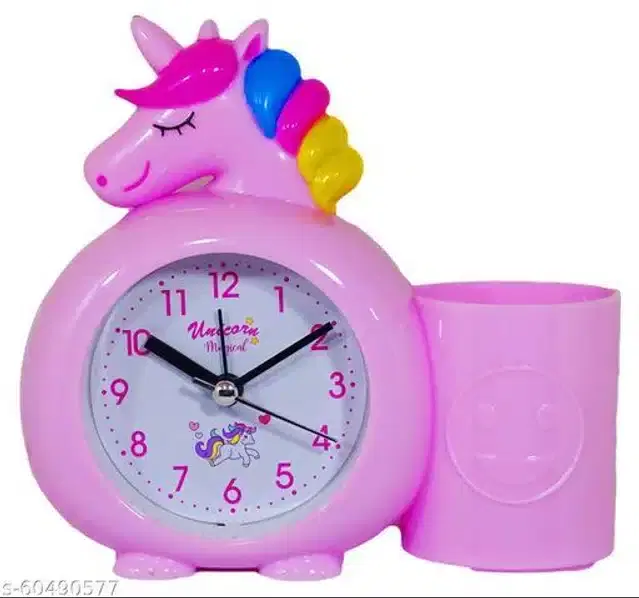 Alarm Clock with Attached Pen Stand, Pink