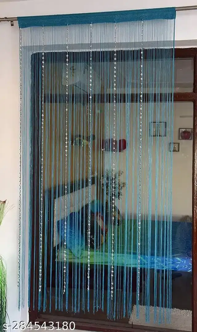 Polyester Beads Curtain for Door, Turquoise, 7 Feet