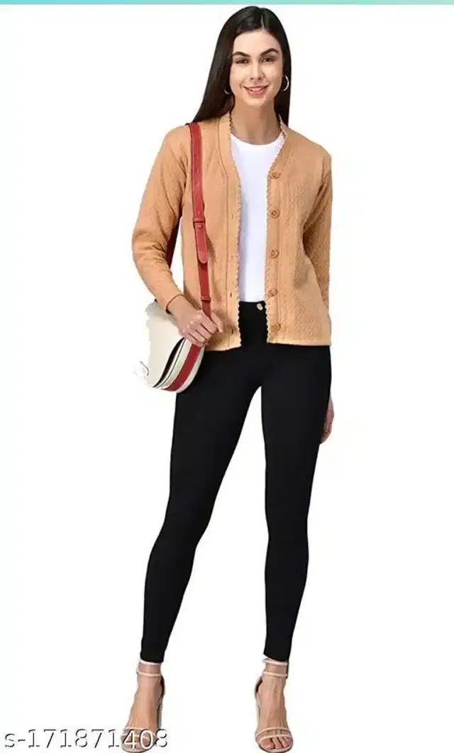 Acrylic Sweater for Women (Brown, L)