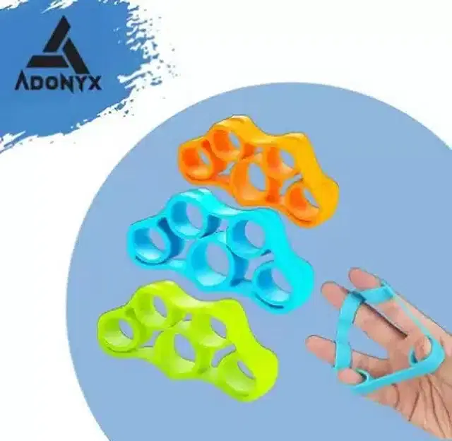 Silicone Finger Exerciser, Multicolor, Pack of 3