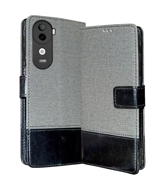 Artificial Leather Mobile Flip Cover for Iqoo I2403 / Z9S 5G /Vivo_V40E, Grey