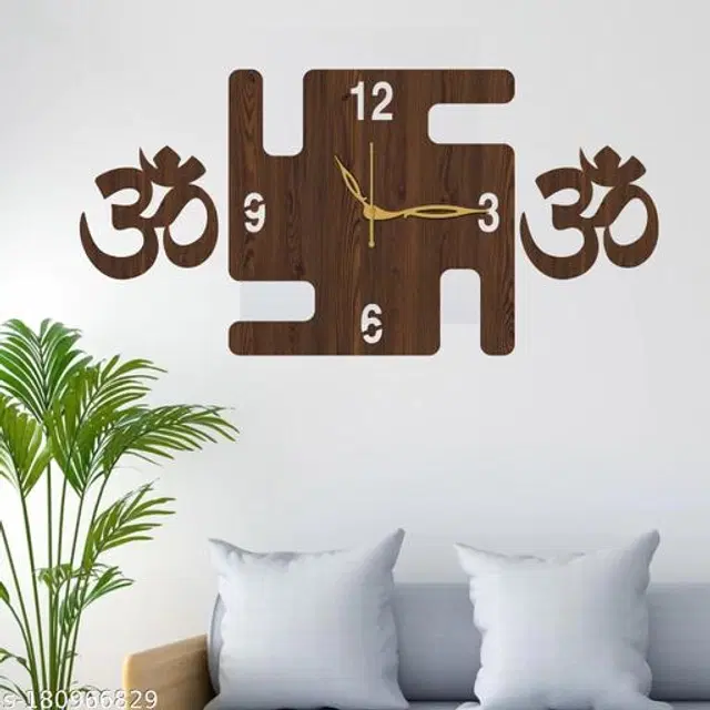 Wooden Wall Clock for Home, Brown