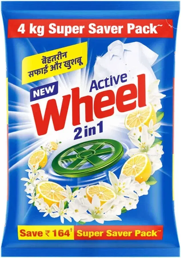 Active Wheel 2 In 1 Clean & Fresh Detergent Powder 4 kg