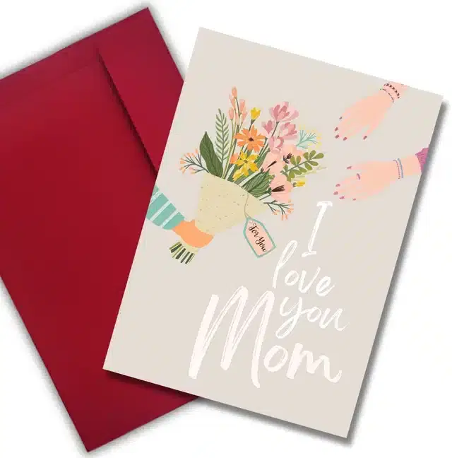 Birthday Greeting Card with Envelope for Moms, Multicolor, Set of 1