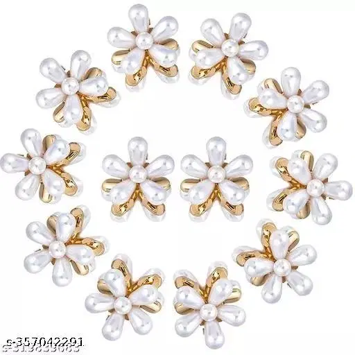 Fancy Hair Clips for Women (White, Pack of 4)